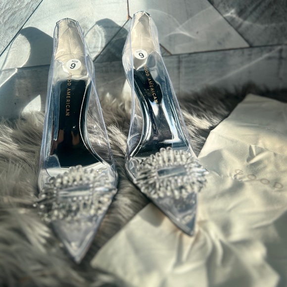 GOOD AMERICAN CINDER-F*CKING-RELLA JEWELED CLEAR PUMP NWOB - Picture 10 of 17